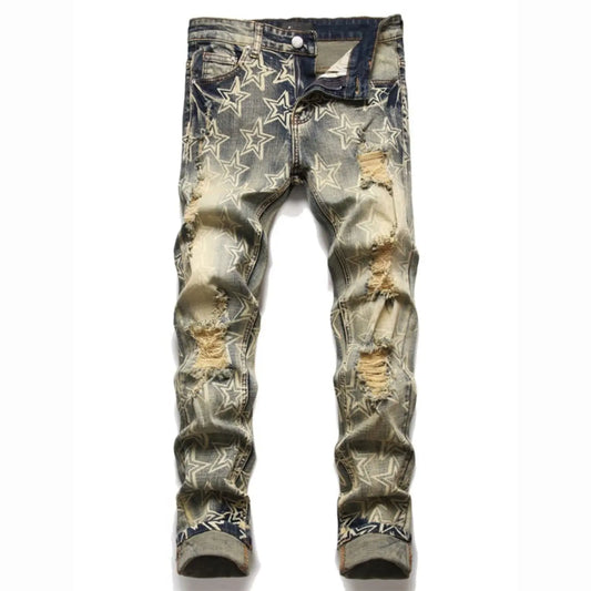 Men’s Distressed Patch Slim Jeans
