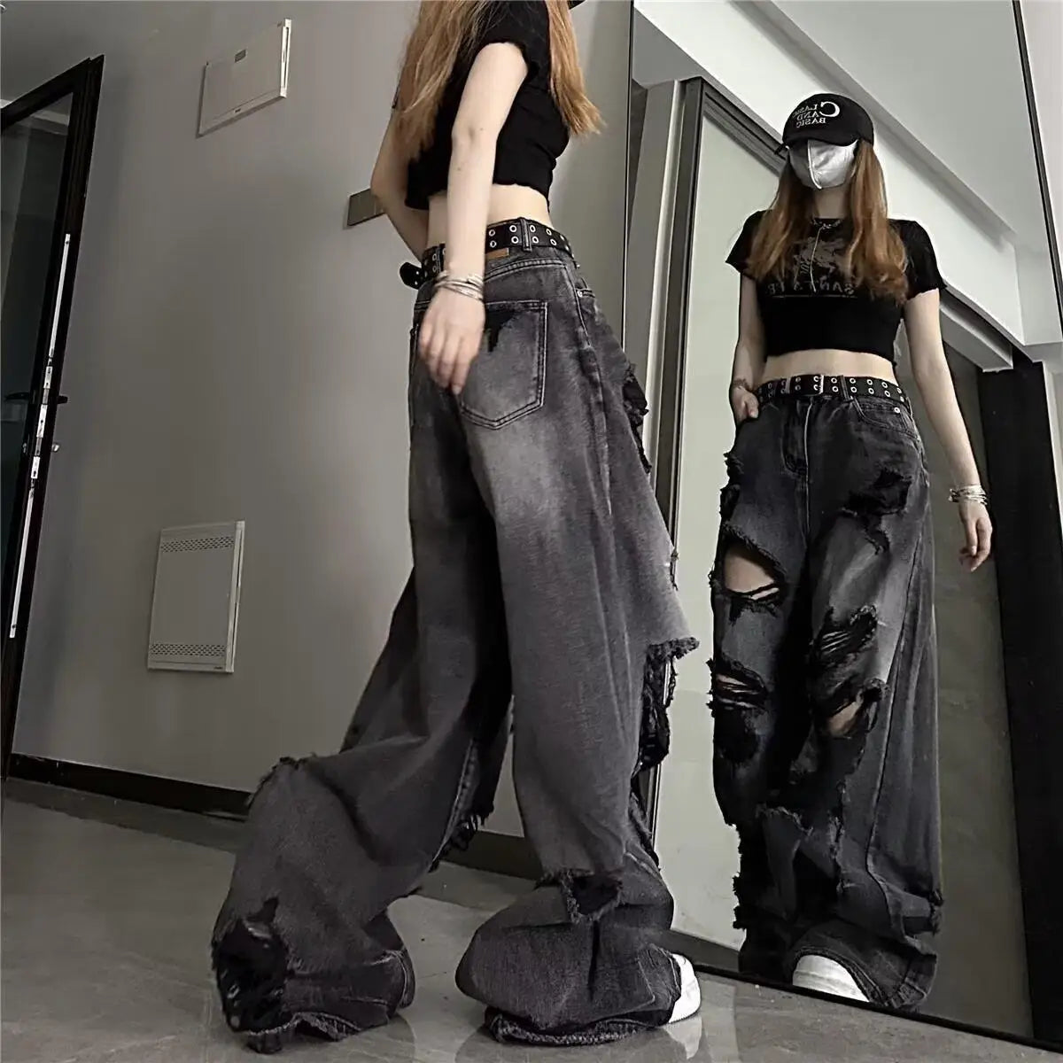 Women’s Distressed Bell-Bottom Jeans