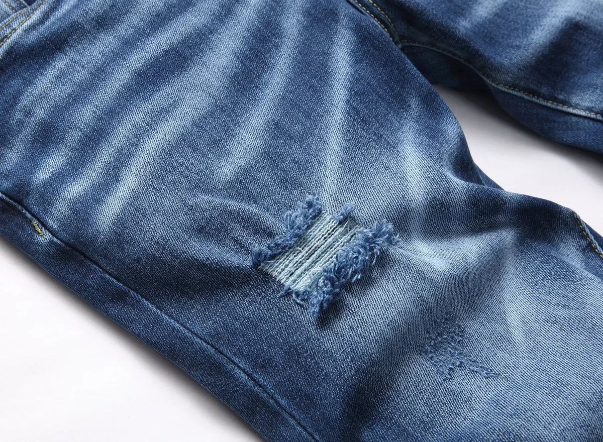 Men’s Light-Wash Ripped Skinny Jeans