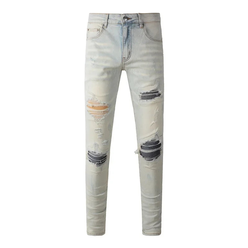 Retro-Wash Skinny Ripped Jeans