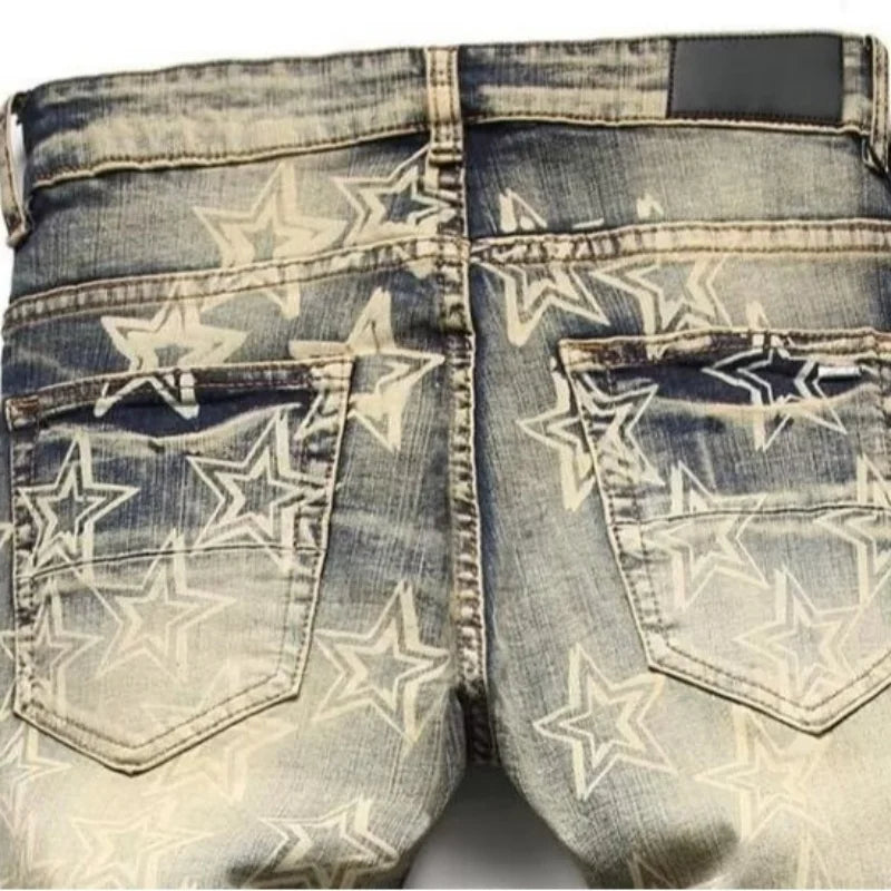 Men’s Distressed Patch Slim Jeans