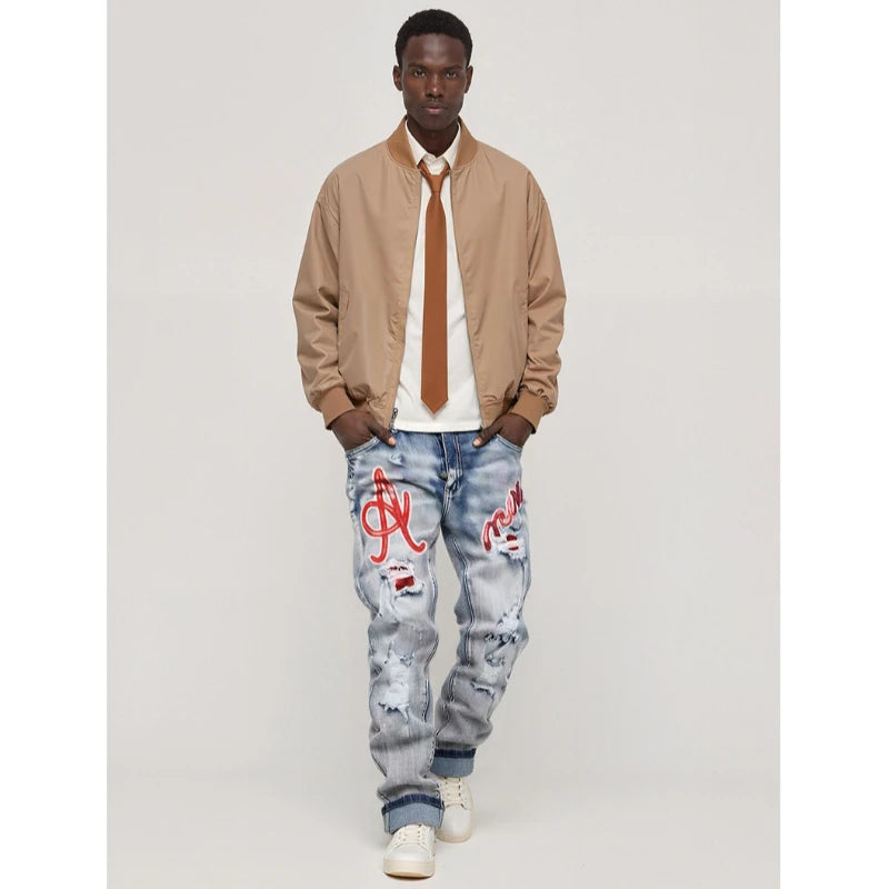 Men’s Embroidered Patch Jeans