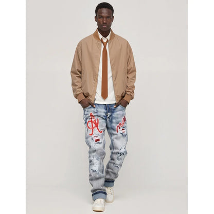 Men’s Embroidered Patch Jeans