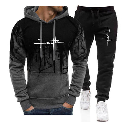 Men’s Splash-Print Hoodie & Jogger Set