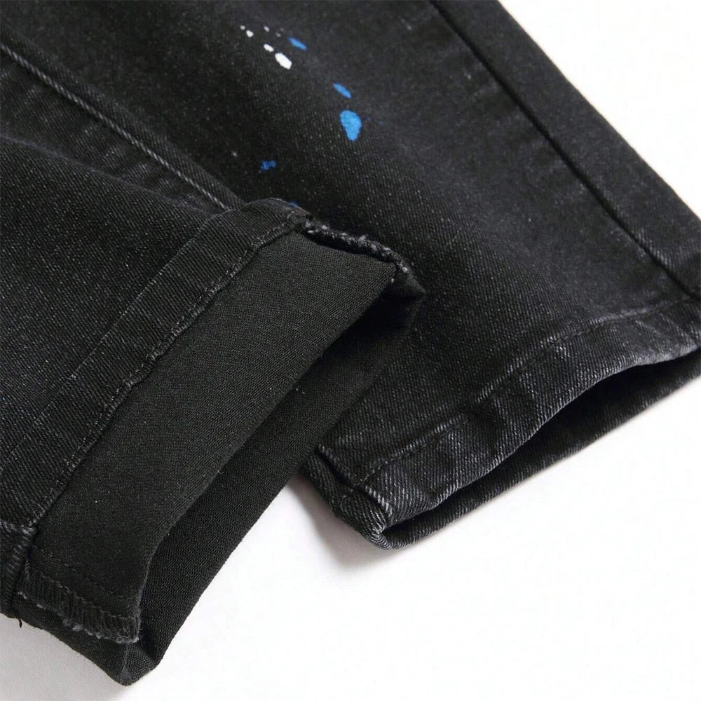 Y2K Ripped Patchwork Jeans — Black