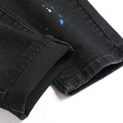 Y2K Ripped Patchwork Jeans — Black