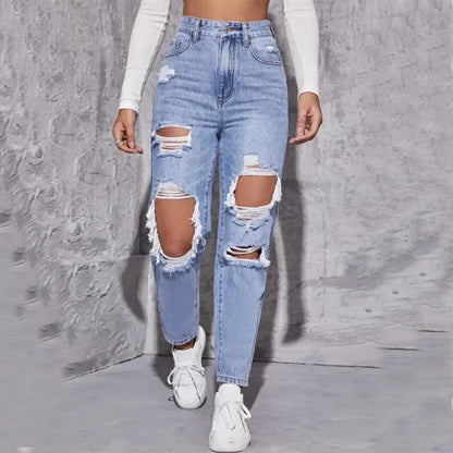 High-Waist Ripped Flare Jeans