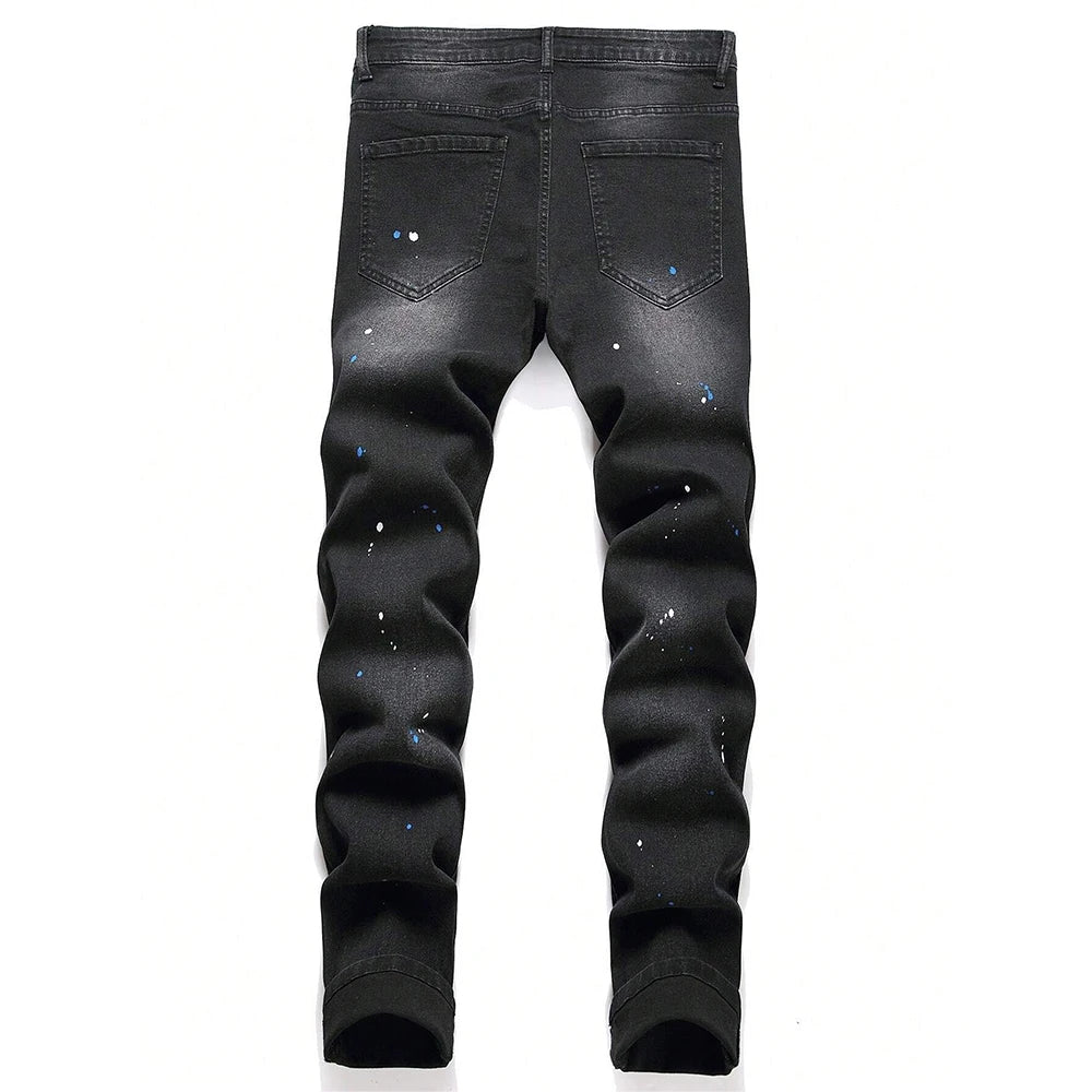 Y2K Ripped Patchwork Jeans — Black
