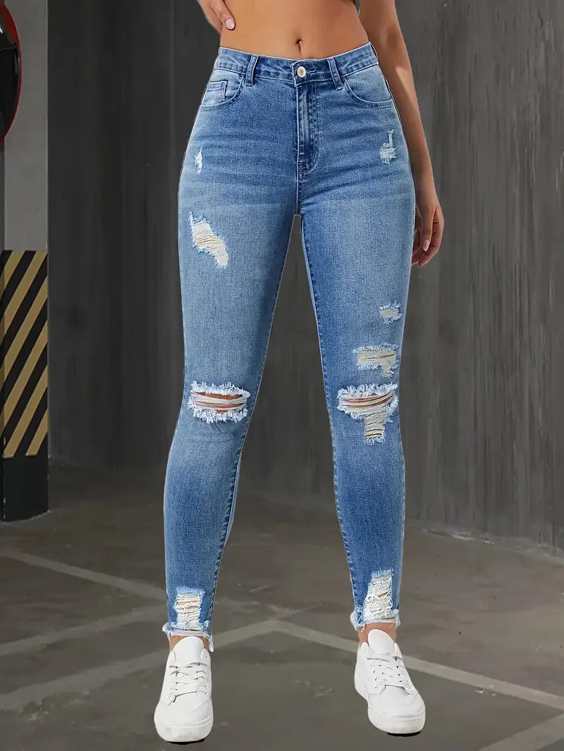 High-Waist Stretch Skinny Jeans