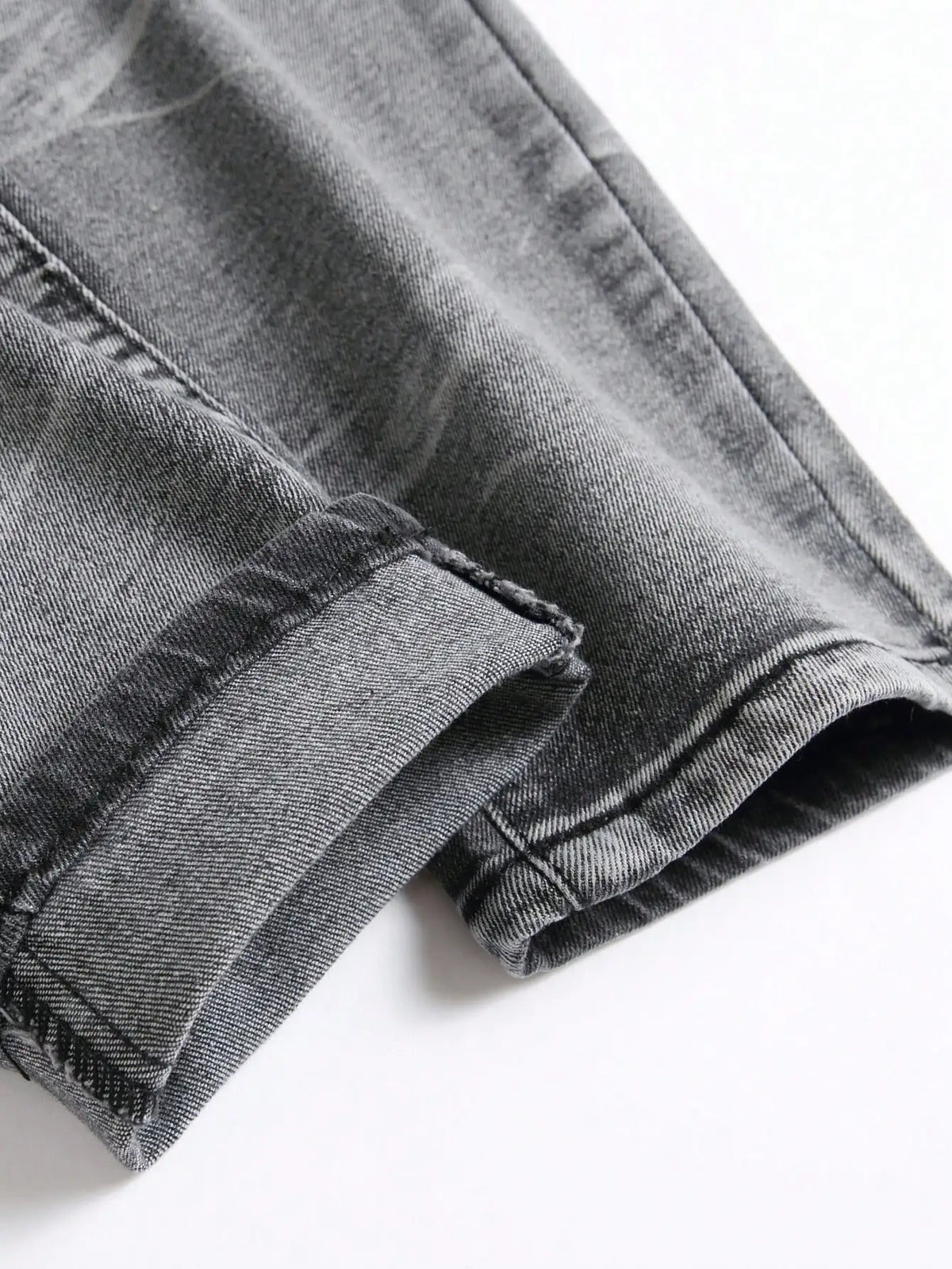 Gray-Wash Ripped Patchwork Jeans