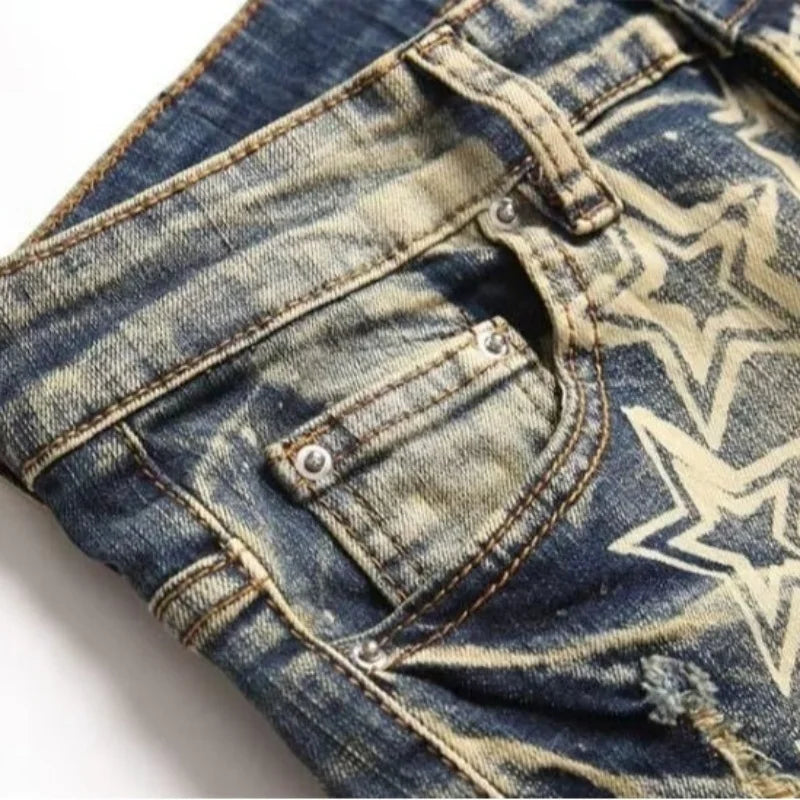 Men’s Distressed Patch Slim Jeans