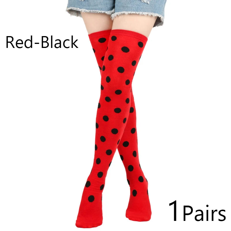 Polka-Dot Over-the-Knee Socks