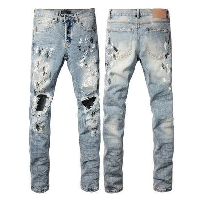 Distressed Skinny Jeans — Light Blue