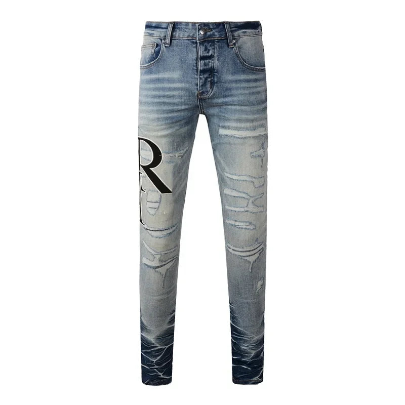 Retro-Wash Skinny Ripped Jeans