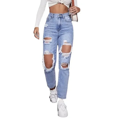 High-Waist Ripped Flare Jeans