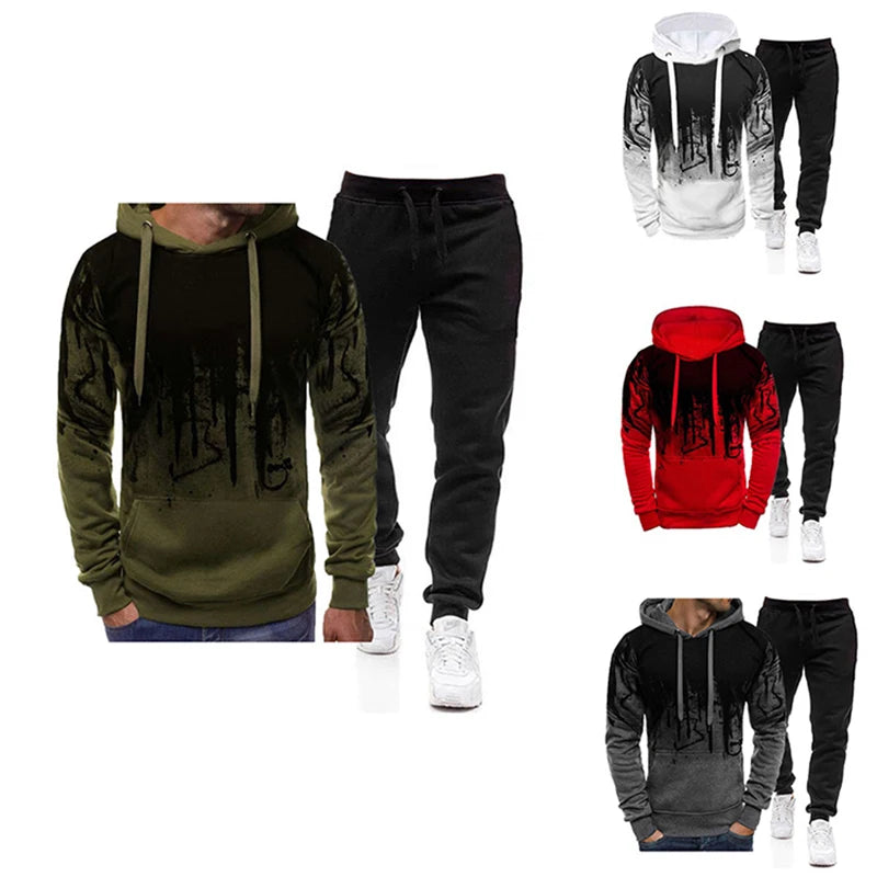 Men’s Splash-Print Hoodie & Jogger Set