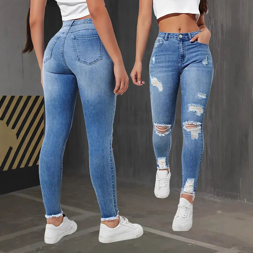 High-Waist Stretch Skinny Jeans