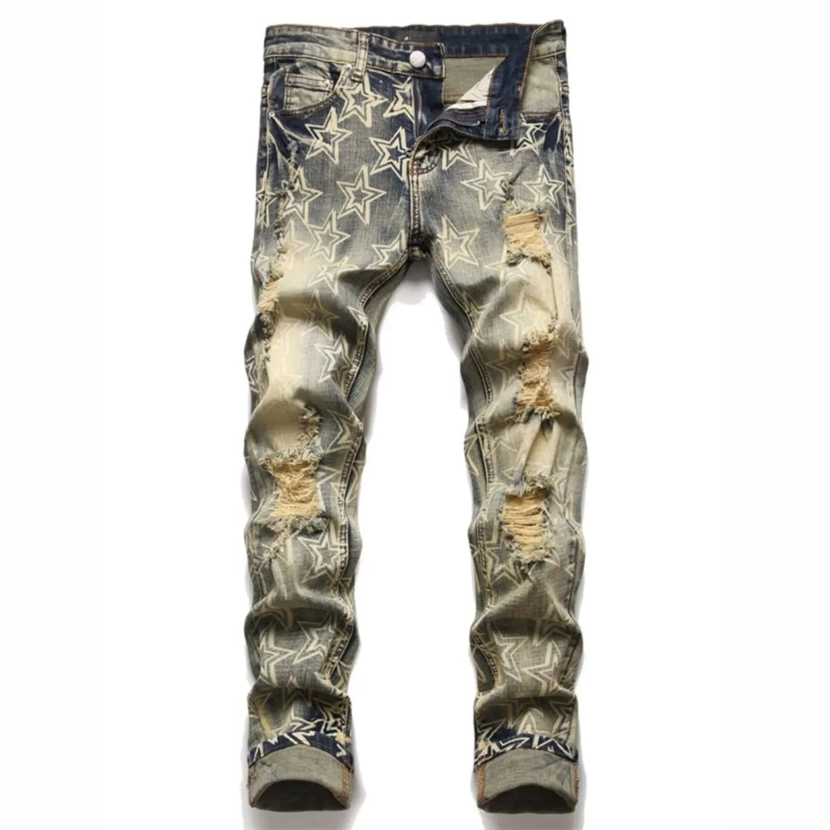 Men’s Distressed Patch Slim Jeans