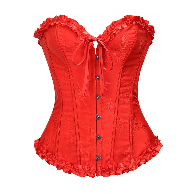 Jacquard Ruffle Corset Top