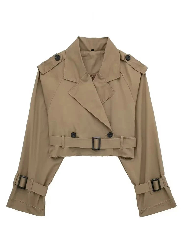 Women’s Belted Cropped Trench Jacket