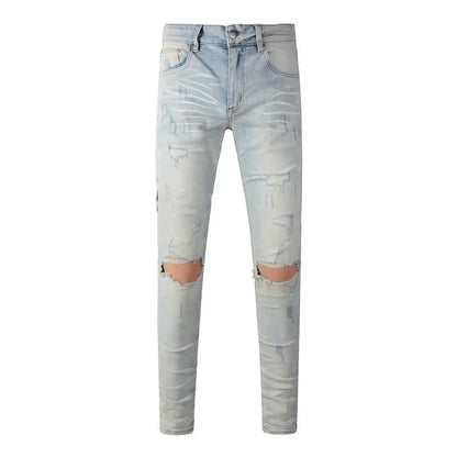 Retro-Wash Skinny Ripped Jeans