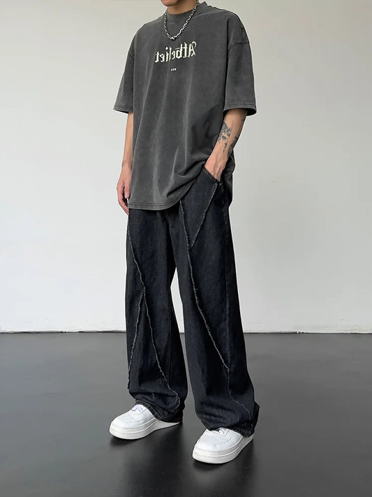 Oversized Wide-Leg Ripped Jeans