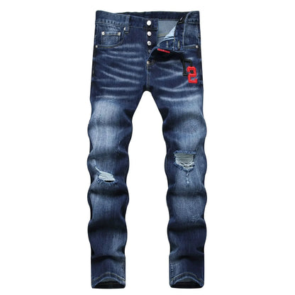 Men’s Light-Wash Ripped Skinny Jeans