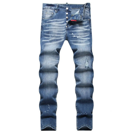 Men’s Light-Wash Ripped Skinny Jeans