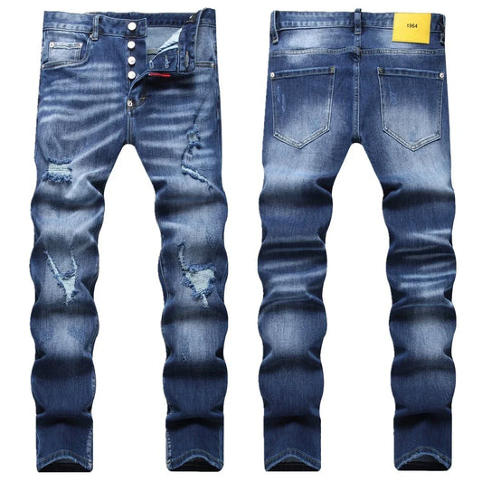 Men’s Light-Wash Ripped Skinny Jeans