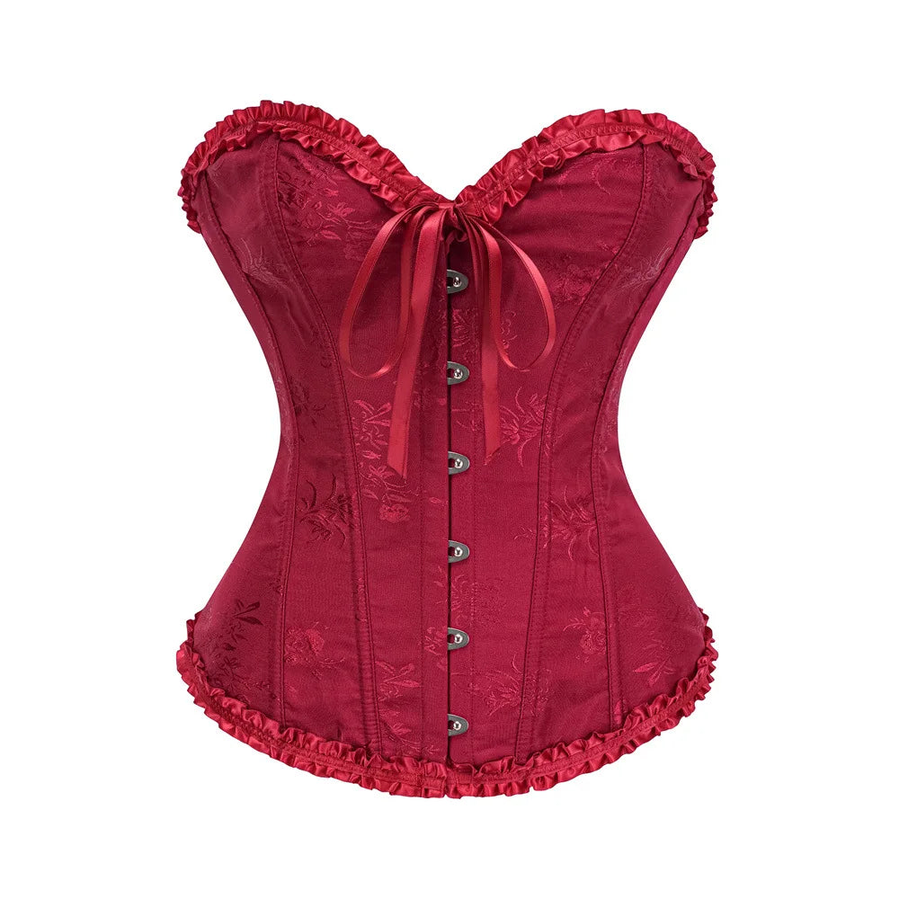Jacquard Ruffle Corset Top