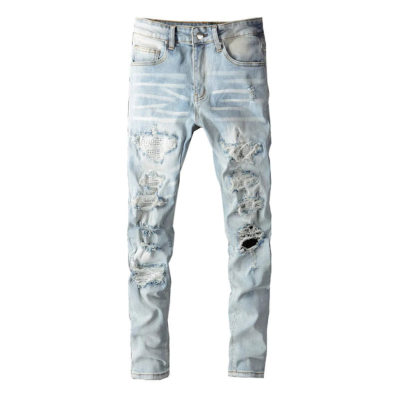 Men’s Crystal-Embellished Skinny Jeans
