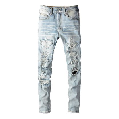 Men’s Crystal-Embellished Skinny Jeans