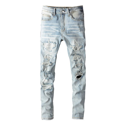 Men’s Crystal-Embellished Skinny Jeans