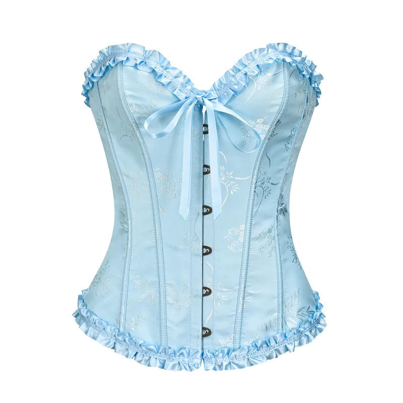 Jacquard Ruffle Corset Top