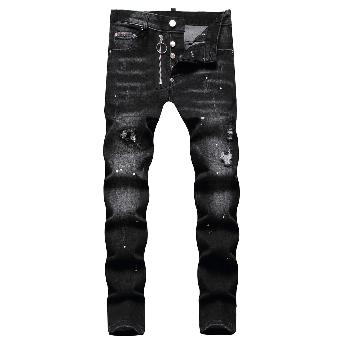 Men’s Light-Wash Ripped Skinny Jeans