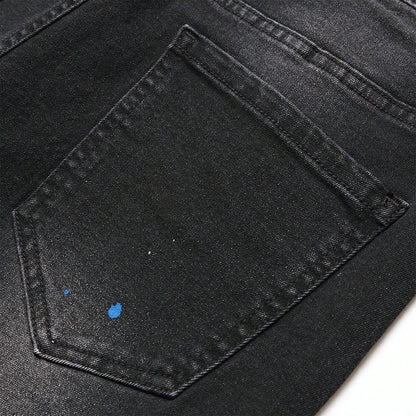 Y2K Ripped Patchwork Jeans — Black