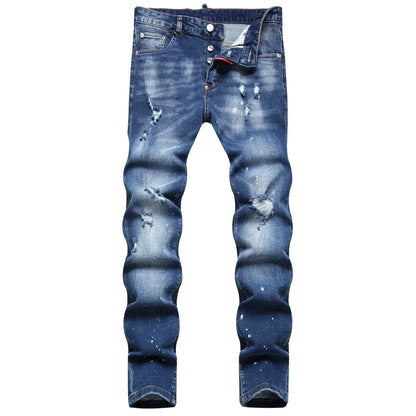 Men’s Light-Wash Ripped Skinny Jeans