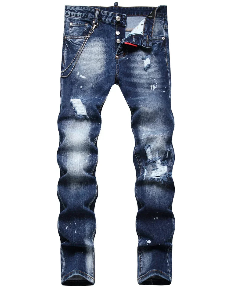 Men’s Light-Wash Ripped Skinny Jeans