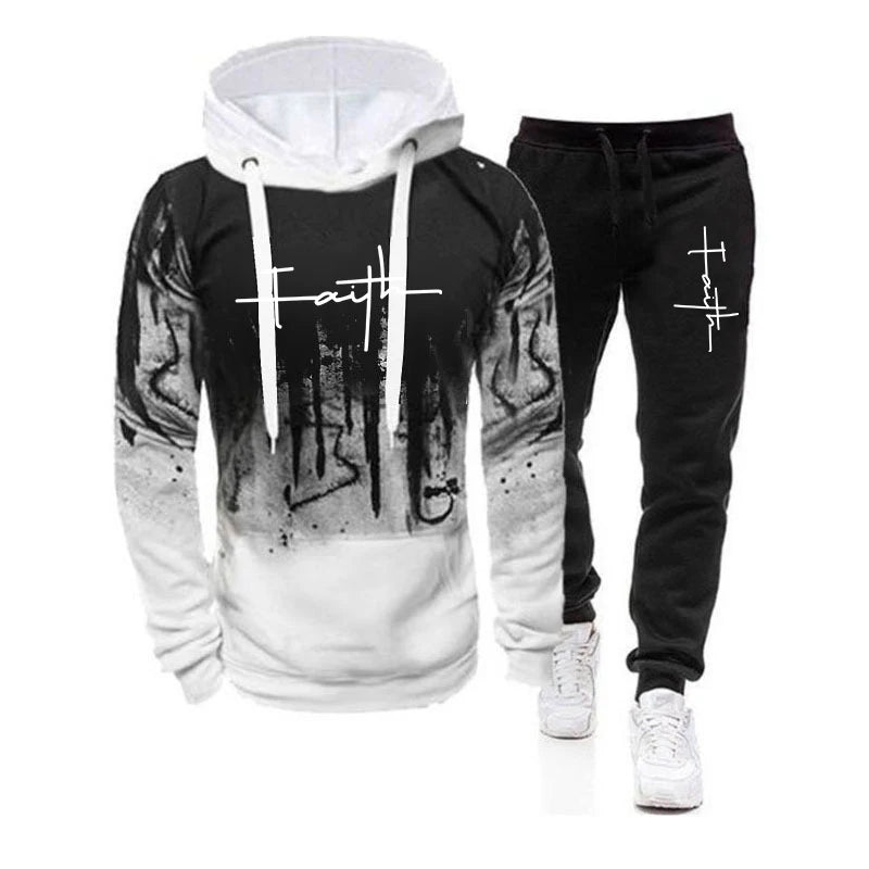 Men’s Splash-Print Hoodie & Jogger Set