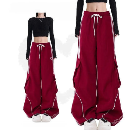 Women’s Striped Wide-Leg Cargo Pants