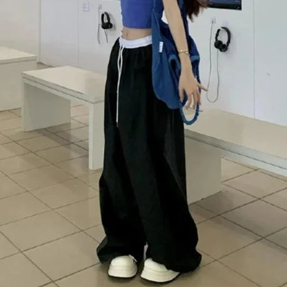 Women’s Striped Wide-Leg Cargo Pants