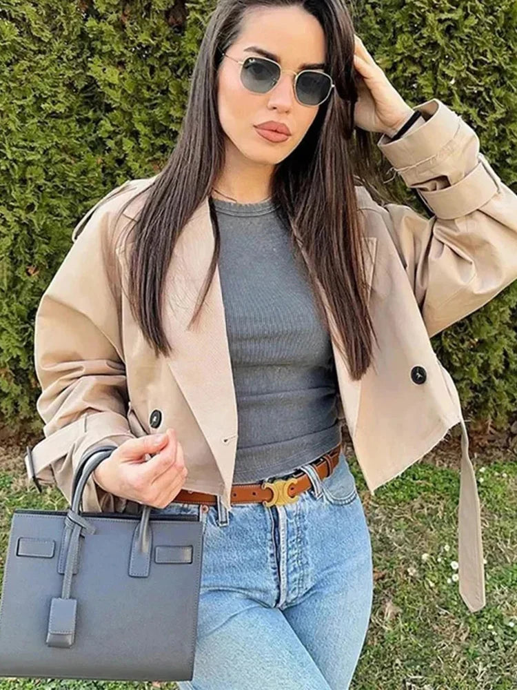 Women’s Belted Cropped Trench Jacket