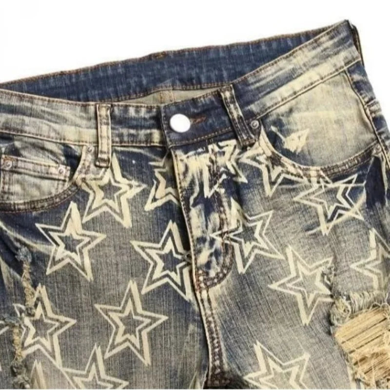 Men’s Distressed Patch Slim Jeans