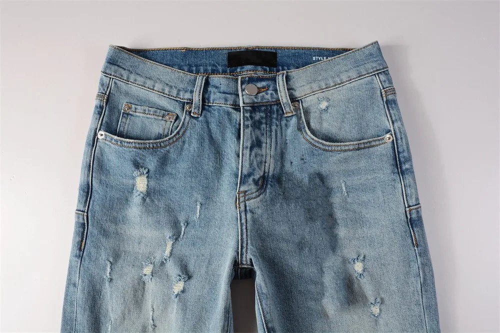 Distressed Skinny Jeans — Light Blue
