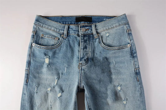 Distressed Skinny Jeans — Light Blue