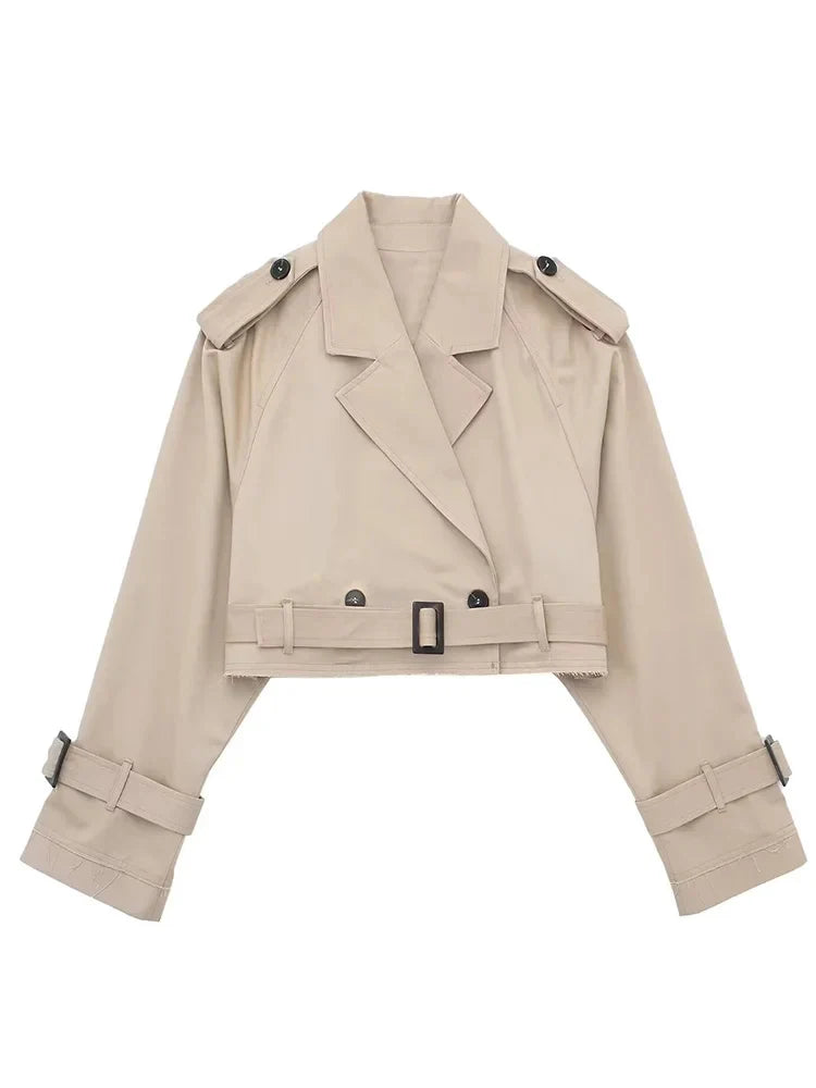 Women’s Belted Cropped Trench Jacket