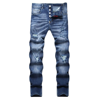 Men’s Light-Wash Ripped Skinny Jeans