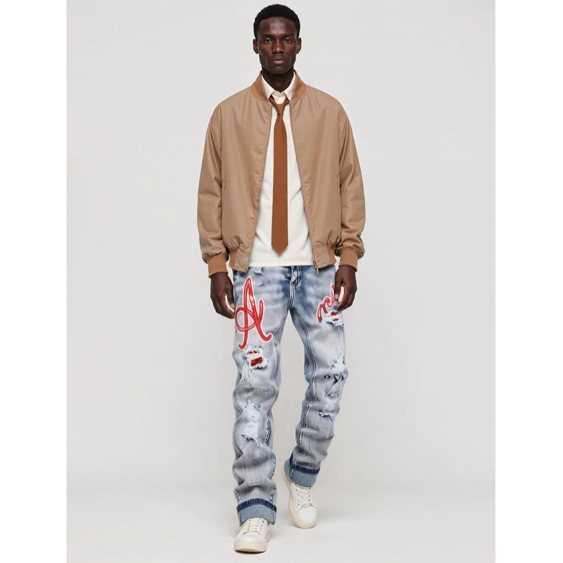 Men’s Embroidered Patch Jeans