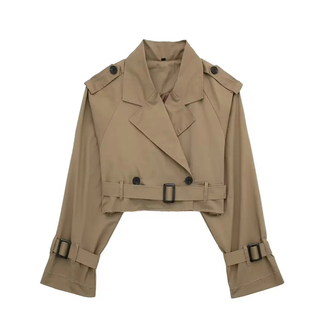 Women’s Belted Cropped Trench Jacket