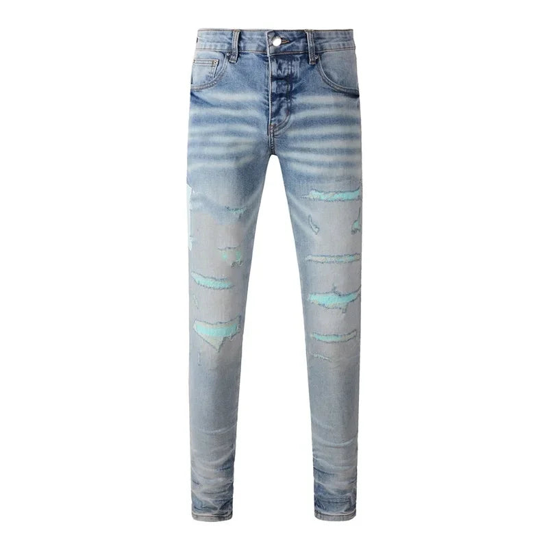 Retro-Wash Skinny Ripped Jeans